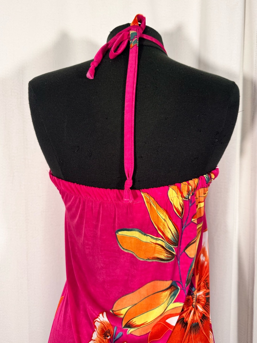 Y2K Hot Pink Floral Halter Neck Mini Dress - Picture 5 of 8